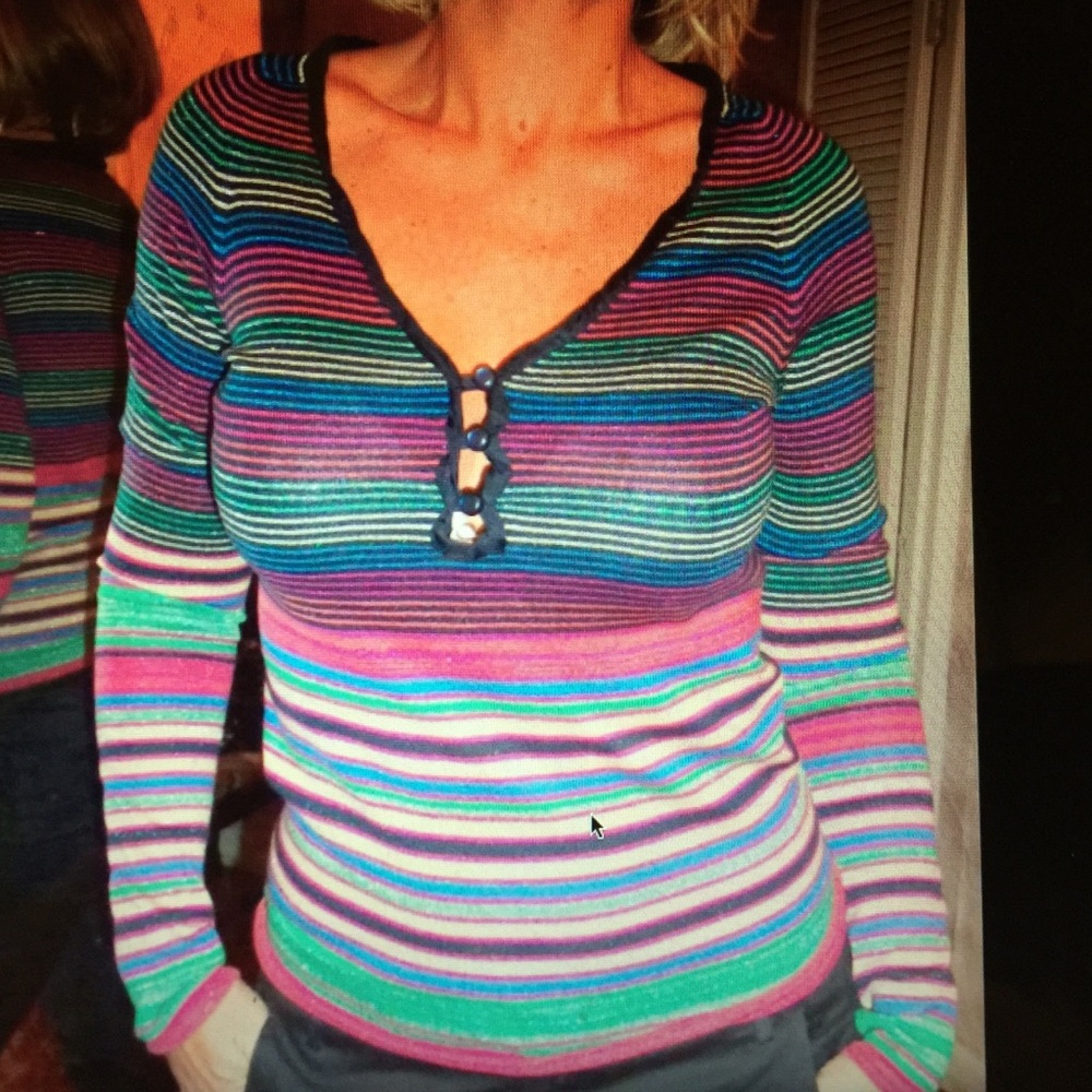 Marc Jacobs striped multicolor lurex v-neck top